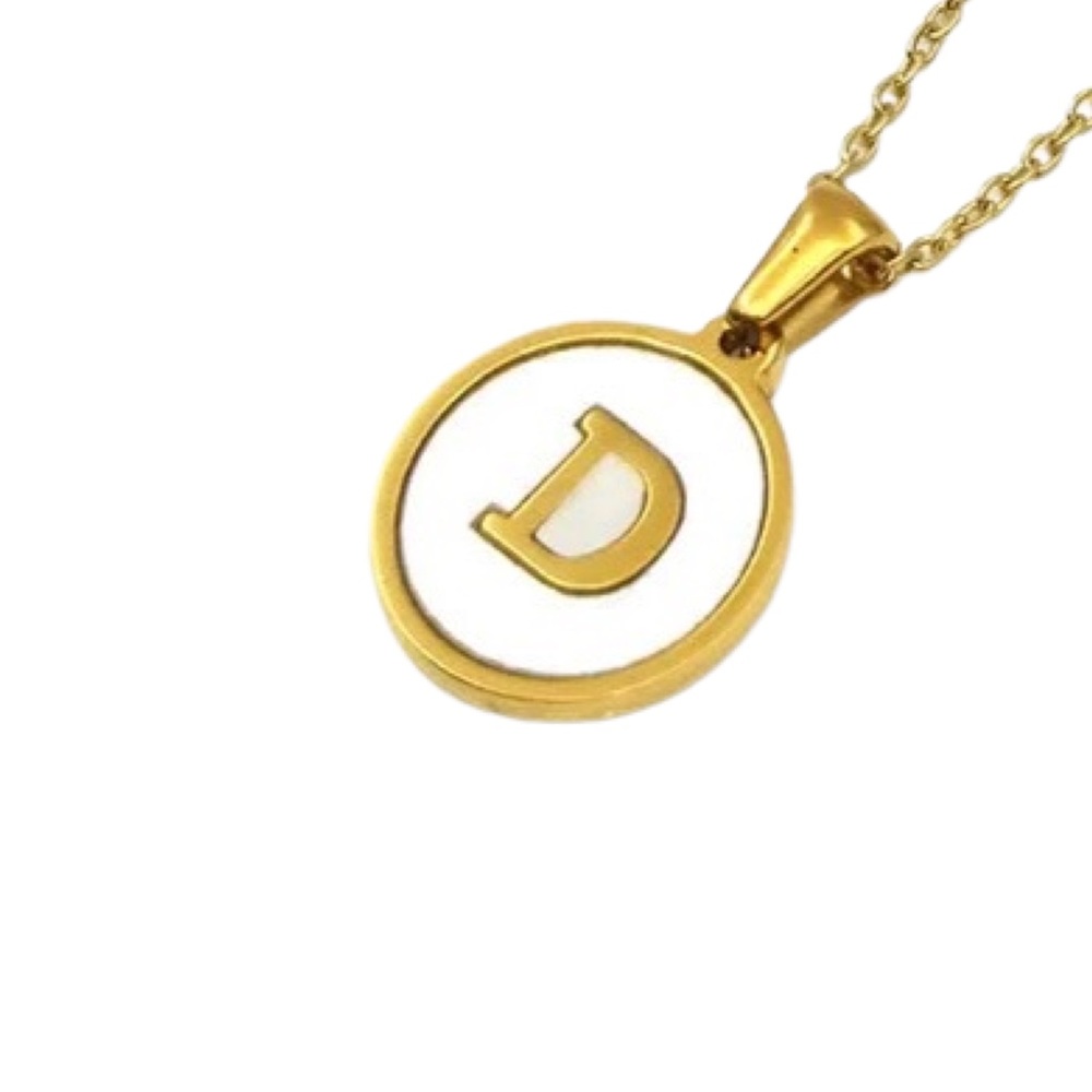 Letter “D” Initial Pendant 18k Gold Plated Real Mother Pearl A, B, C, D,…